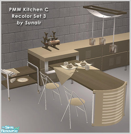 Sims 2 — PMW Kitchen C - Recolor set 3 by Sunair — PMW Kitchen C - Recolor set 3 (darkwood)