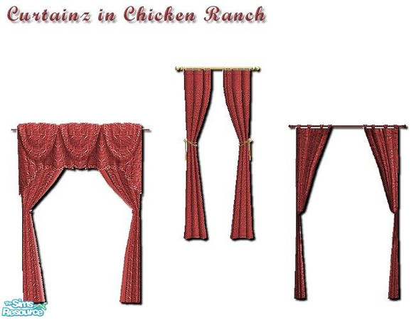 Sims 2 — Chicken Ranch Curtainz by iwubu — New curtains to match any and all object or wall I've created! Tired of plain