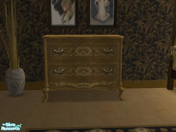 Sims 2 — Gold Colonial Dresser by wimpy1968 — Part of the Ebony & Gold Collection. Recolor of Maxis' Chesterstick