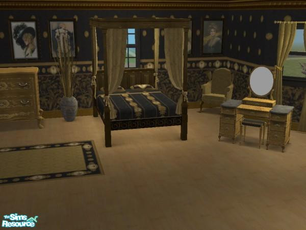 Sims 2 — Ebony & Gold Bedroom by wimpy1968 — An elegant set that matches the Ebony & Gold Living Collection.