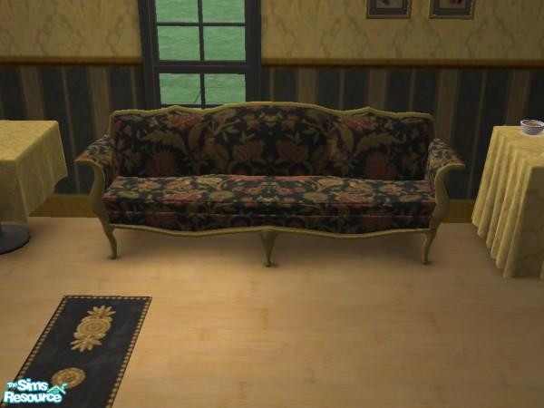 Sims 2 — Ebony Jungle Colonial Sofa by wimpy1968 — Part of the Ebony and Gold Collection. An elegant print to rest your