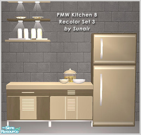 Sims 2 — PMW Kitchen B - Recolor set 3 by Sunair — PMW Kitchen B - Recolor set 3 (darkwood)