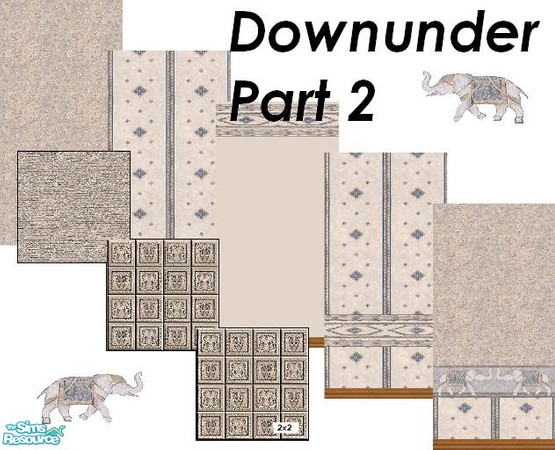 Sims 2 — Downunder Part 2 by Lorah — Downunder in beige, cream, blue. Walls and tile.