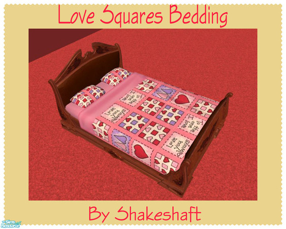 Sims 2 — Love Squares Bedding by Shakeshaft — Part of a collection of 4 Valentines themed bedding. ** TSRAA **