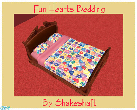 Sims 2 — Fun Hearts Bedding by Shakeshaft — Part of a collection of 4 Valentines themed bedding. ** TSRAA **