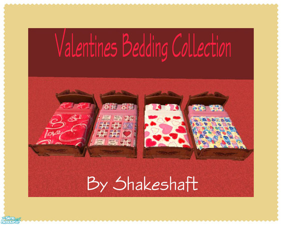 Sims 2 — Valentines Bedding Collection by Shakeshaft — A collection of 4 Valentines themed bedding. ** TSRAA **
