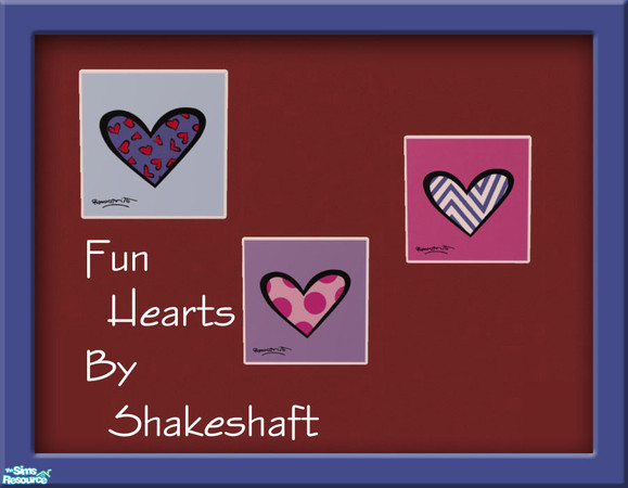 Sims 2 — Fun Hearts by Shakeshaft — A set of 3 modern Fun Heart Prints. ** TSRAA **