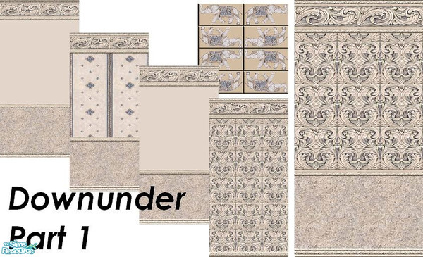 Sims 2 — Downunder Part 1 by Lorah — Downunder in beige, cream, blue. Walls and tile.