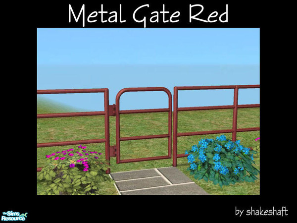 Sims 2 — Metal Gate Red by Shakeshaft — Part of a set of recolours of the Tornado Fence and matching Metal Gates. **