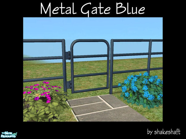 Sims 2 — Metal Gate Blue by Shakeshaft — Part of a set of recolours of the Tornado Fence and matching Metal Gates. **