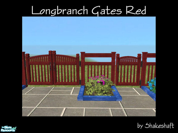 Sims 2 — Longbranch Gate Red by Shakeshaft — Part of a set of 6 recolours of the Pinegultcher Fence and the Longbranch