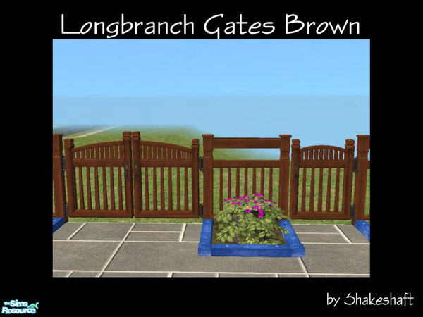 Sims 2 — Longbranch Gate Brown by Shakeshaft — Part of a set of 6 recolours of the Pinegultcher Fence and the Longbranch