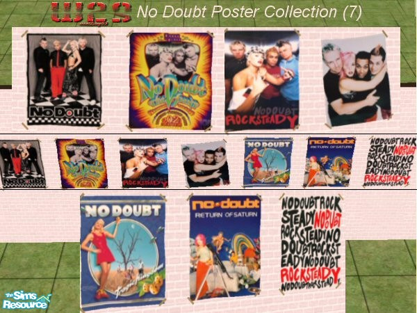 Sims 2 — No Doubt Posters by oldmember_want2sing85 — Set of 7 No Doubt "Real Band Recolors" 