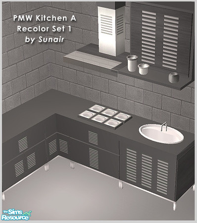 Sims 2 — PMW Kitchen A - Recolor set 1 by Sunair — PMW Kitchen A - Recolor set 1 (black)
