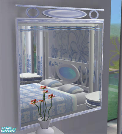 Sims 2 — Hibiscus Heaven Mirror by Cloisonne — Off white with a hint of blue Wallmirror
