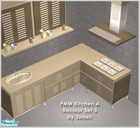 Sims 2 — PMW Kitchen A - Recolor set 3 by Sunair — PMW Kitchen A - Recolor set 3 (darkwood)
