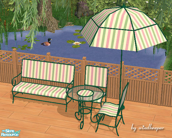 Sims 2 — Magnolia - green stripes by Windkeeper — Recolor of "Magnolia bench" from this set. Requires that file