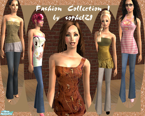 Sims 2 — Fashion Collection I by TSR Archive — Fashion collection 1 set. Set of 5 outfits. ***You must download the mesh