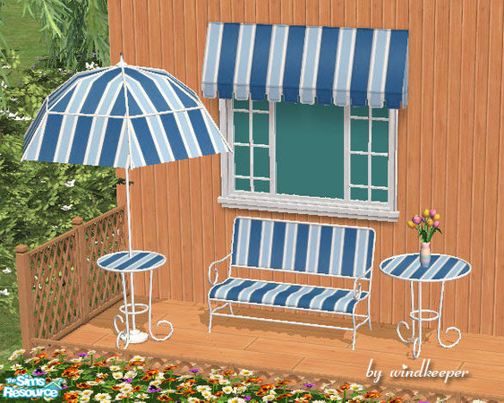 Sims 2 — Magnolia - blue stripes by Windkeeper — Recolor of "Magnolia bench" from this set. Requires that file