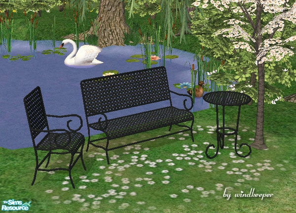 Sims 2 — Magnolia - black metal design by Windkeeper — Recolor of "Magnolia bench" from this set. Requires that