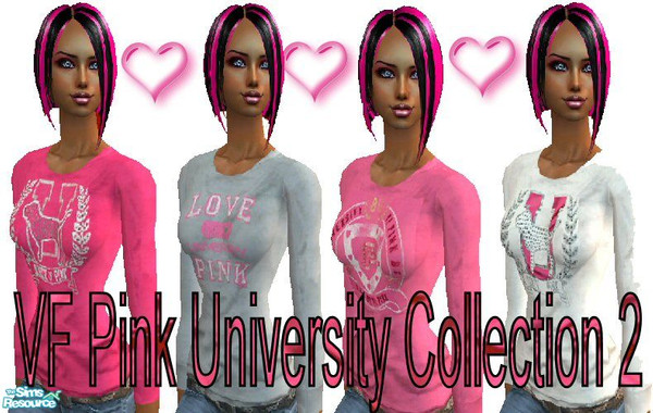 Sims 2 — VF Pink University Collection 2 by fortunecookie1 — I thought I would make some bright t-shirts with capris for