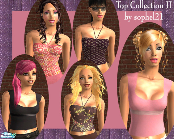 Sims 2 — Top collection II by TSR Archive — Set of 5 tops in a different style. Have fun.