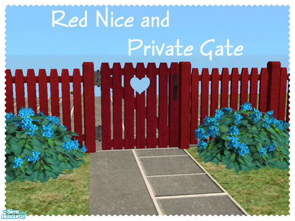 Sims 2 — Red Nice and Private Gate by Shakeshaft — Part of a set of recolours of the Low Stakes Fencing and the Nice and
