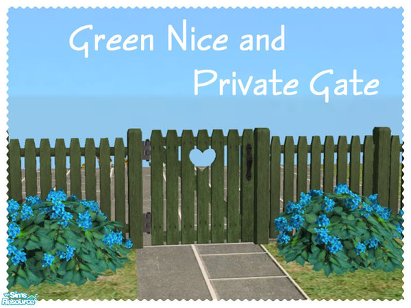 Sims 2 — Green Nice and Private Gate by Shakeshaft — Part of a set of recolours of the Low Stakes Fencing and the Nice