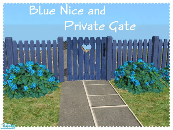 Sims 2 — Blue Nice and Private Gate by Shakeshaft — Part of a set of recolours of the Low Stakes Fencing and the Nice and