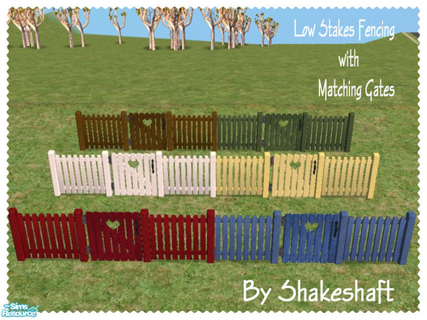 Sims 2 — Low Stakes Fences and  Gates by Shakeshaft — A set of recolours of the Low Stakes Fencing and the Nice and