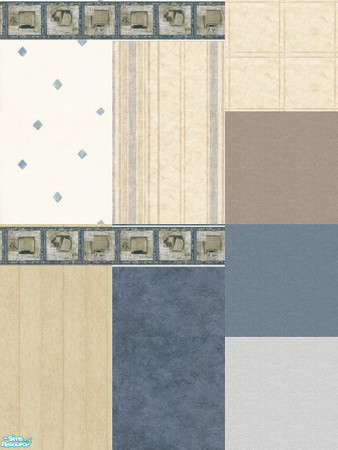 Sims 2 — Sails by Yizzi — 4 walls and floors with a classic sailing theme in blue. 