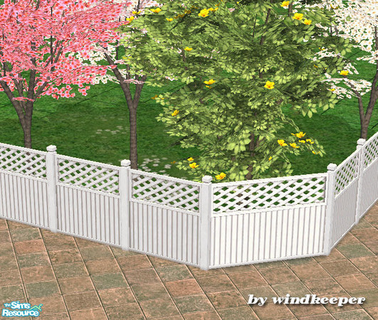 Sims 2 — White wood lattice fence by Windkeeper — <strong>At least one (any) expansion pack required.</strong> The fence