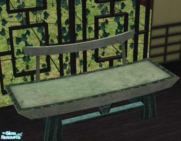 Sims 2 — Tranquility Corner - Stone Bench by thkehne — Inside or outside, a nice stone bench provides seating.