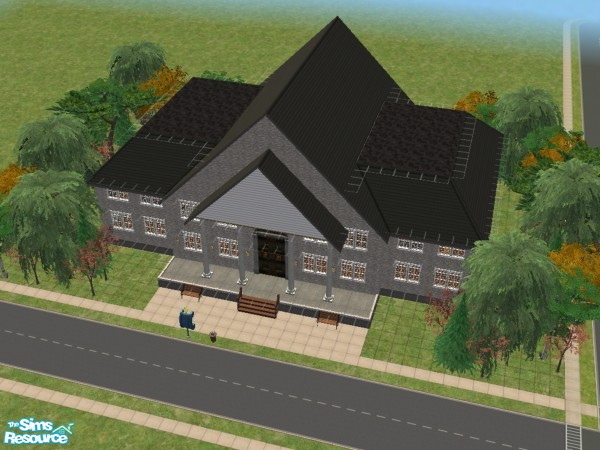 Sims 2 — Sim State Library by matthew_barger — This imposing stone library adds a touch of class and prestige to your