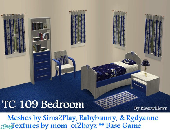 Sims 2 — TC 109 Bedroom by Riverwillows — Nice bedroom featuring textures by mom_of2boyz for Texture Challenge #109, and
