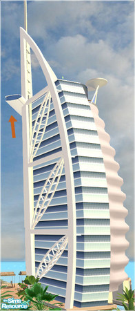 Sims 2 — Burj Al Arab - Architecture elements -  flying restaurant by senemm — A set of 8 huge architecture elements used