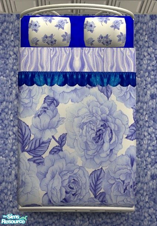 Sims 2 — Sanctuary Bedroom - Bedding by Riverwillows — Relaxing bedroom done is soft blues and florals. Meshes by