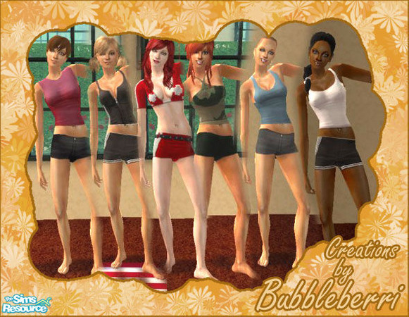 Sims 2 — Berri Short Gymwear SET - No mesh needed by Bubbleberri — Do your Simettes find nothing more annoying than