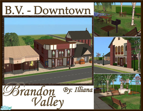 Sims 2 — Brandon Valley Downtown by Illiana — Downtown BV offers everything your sims need in one stop! Shopping?