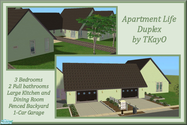 Sims 2 — AL Duplex 2 by TKayO by TKayO — A spacious 3-Bedroom, 2-bathroom duplex all on one floor. Each unit has a large