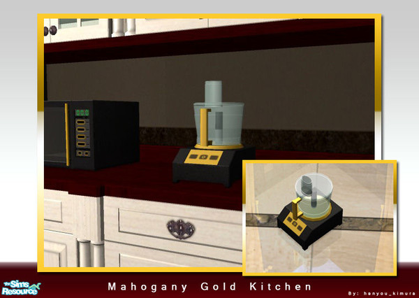 Sims 2 — Mahogany Gold Kitchen Set Part 2 of 2 - Mahogany Processor by hanyou_kimura — Recolor of the Carrot Chopper