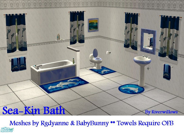 Sims 2 — Sea Kin Bath by Riverwillows — Cute bathroom featuring playful dolphins. Meshes by Rgdyanne and Babybunny,