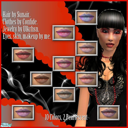 Sims 2 — Lips Like Morphene by rythmgitr — This is my lipstick set as a tribute to the Lips Like Morphene song. There are