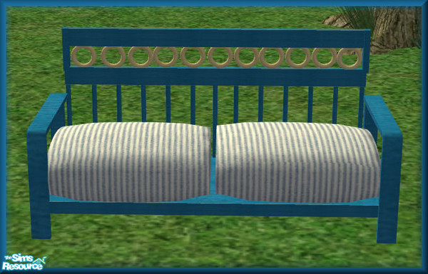 Sims 2 — NK TC58 CAH Outdoor Set - Couch by MoMama — A couch with a vibrant blue frame and yellow accents with blue and