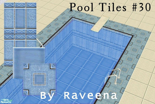 Sims 2 — Pool Tile Set #30 by Raveena — A beautiful set of wall and floor tiles for your swimming pool. Seasons expansion