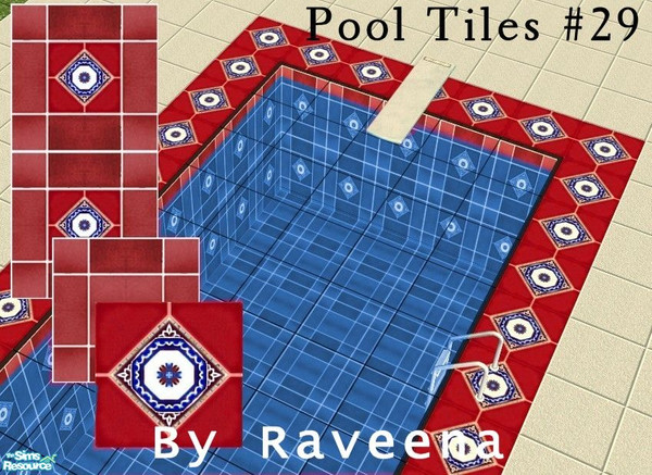 Sims 2 — Pool Tile Set #29 by Raveena — A beautiful set of wall and floor tiles for your swimming pool. Seasons expansion