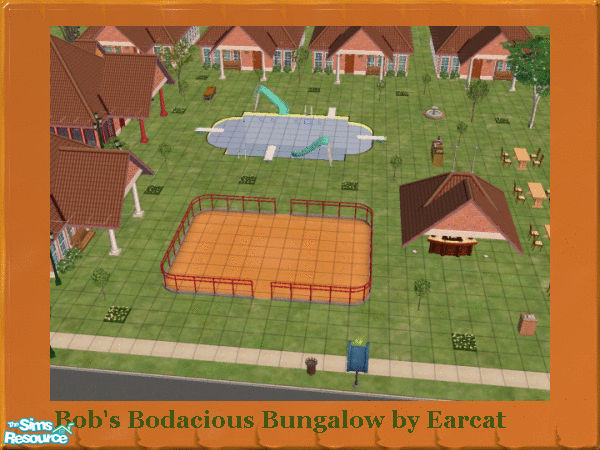 Sims 2 — Bodacious Bungalows by Earcat —  Check in here, where you stay in your very own bungalow. Each bungalow has