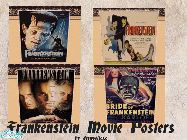 Sims 2 — Frankenstein Movie Posters by drewsoltesz — Just in time for Halloween, here are some various Frankenstein movie