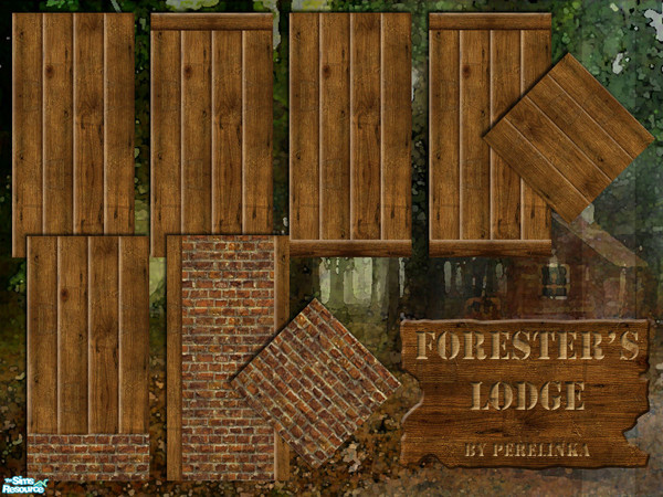 Sims 2 — FORESTER'S LODGE by perelinka — Walls and floors set /old wood/ great for treehouse or cottage.