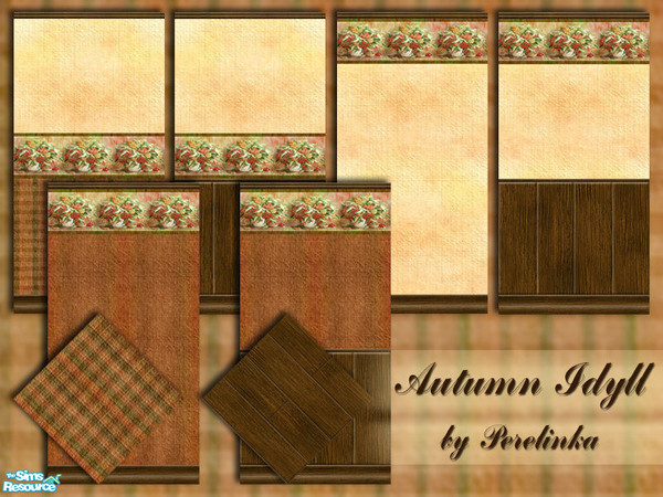 Sims 2 — Autumn Idyll by perelinka — Wallpapers in warm shades with bunch of autumn leaves.